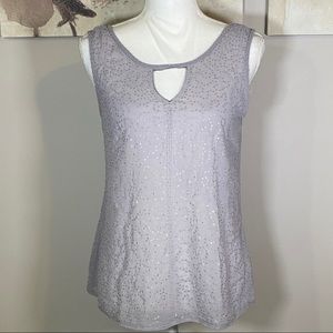 Sexy Gray Sequin Cut Out Back Tank Top
